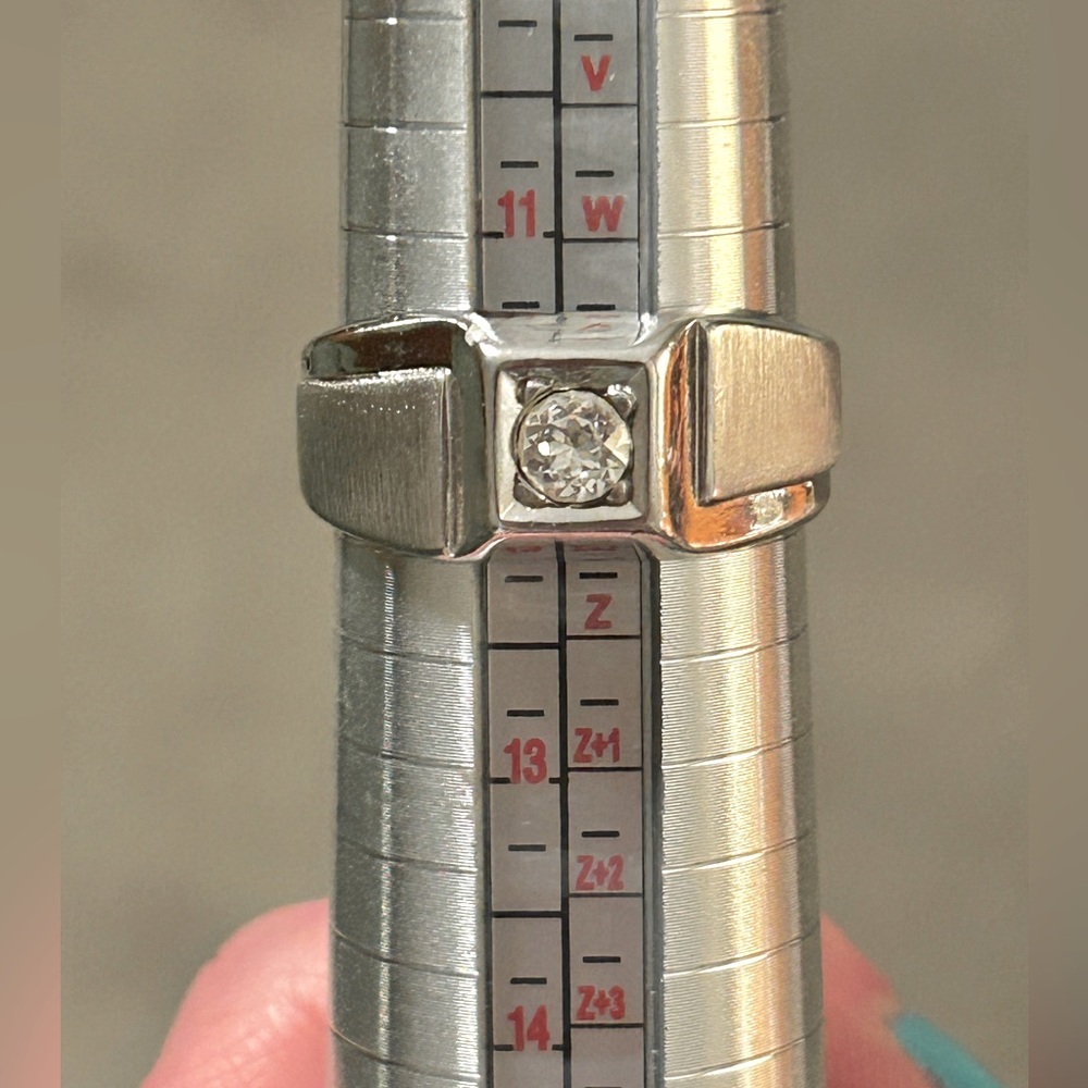 Men’s Sterling silver Ring with CZ Diamond Accent